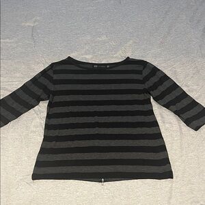 Elegant Black Striped Women's Long Sleeve Top